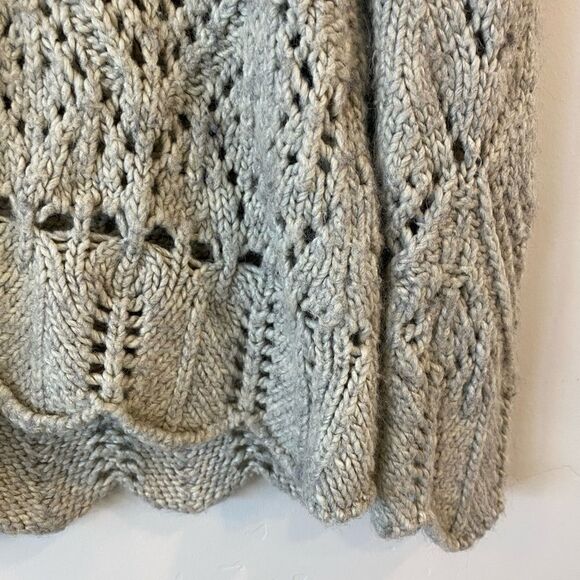 Knitted Crochet Crew Neck Bohemian Chic Cottagecore Green Sweater - Picture 3 of 6